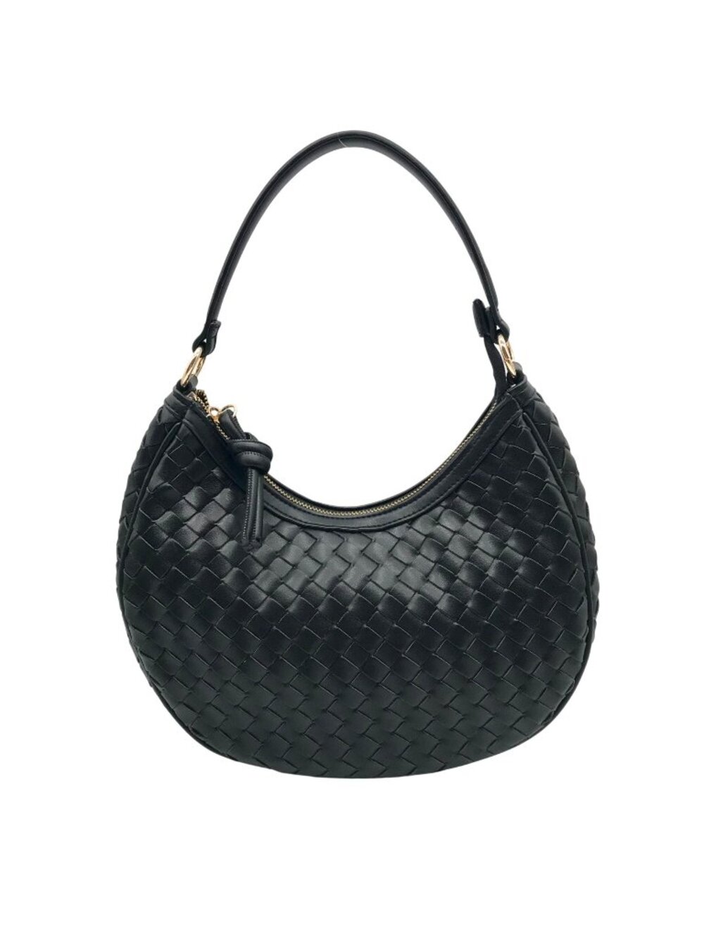 On 34th Black Woven Crossbody Convertible Satchel Bag